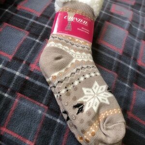 Beige Sherpa Socks for Women